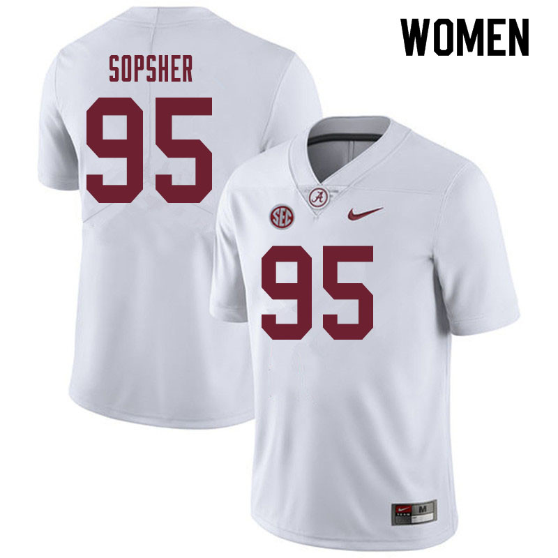 Alabama Crimson Tide Women's Ishmael Sopsher #95 White NCAA Nike Authentic Stitched 2019 College Football Jersey LC16Z74YS